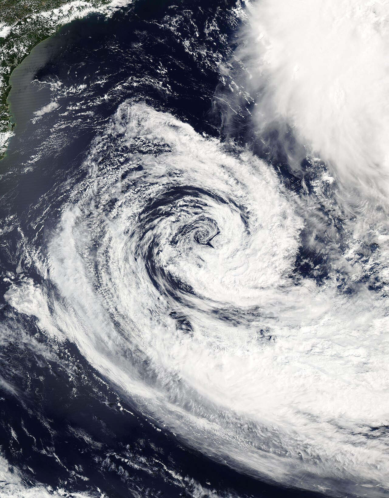 Ciclone extratropical deve provocar temporais e rajadas de vento fortes no Centro-Sul do Brasil. - Domínio Público/NASA Worldview/ND Mais