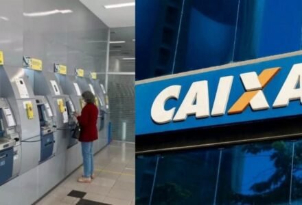 Fachada e atendimento bancário