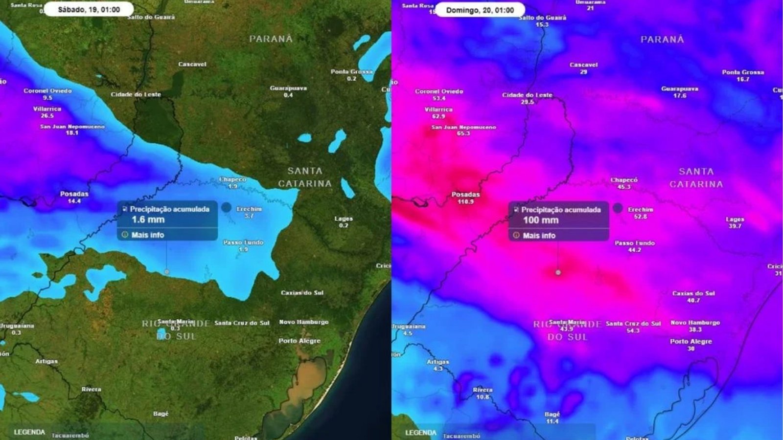 mapa meteorologico com chuvas