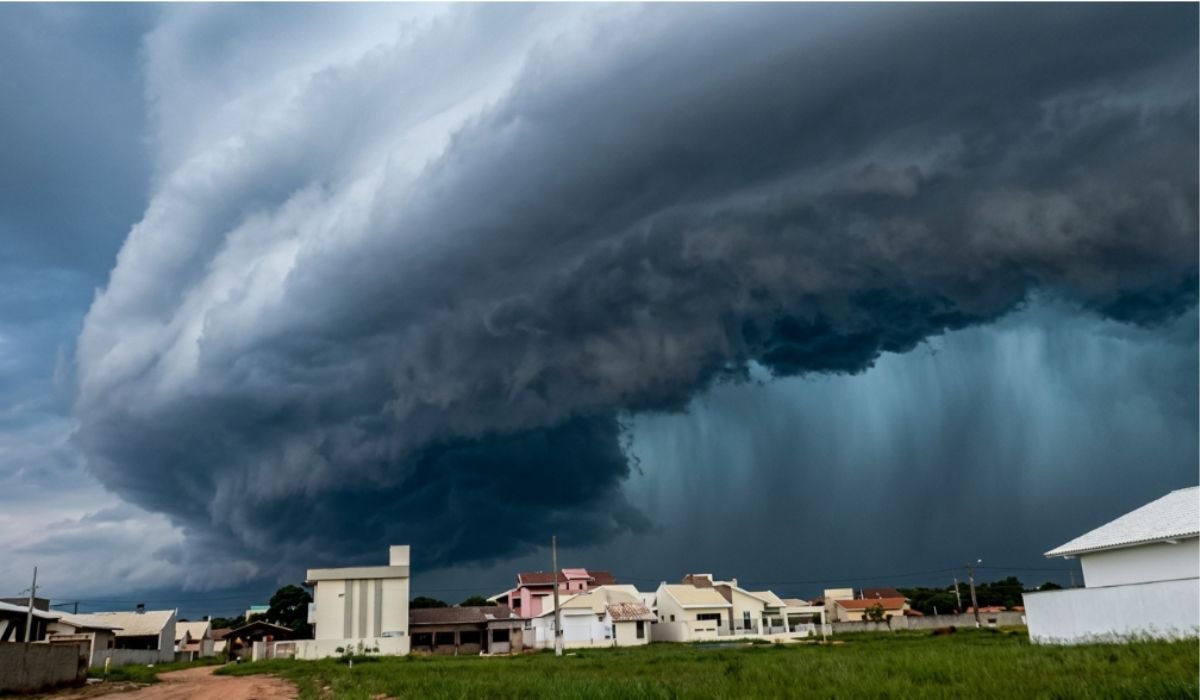 Ciclone extratropical favorece a formação de áreas de instabilidade e tempestades na Região Sul. - Itapema Mil Grau/@itapemamilgrauoficial/Facebook