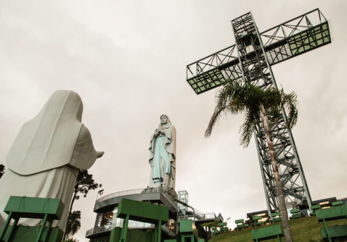 Vista do Santuário de Nossa Senhora de Lourdes no município de Ituporanga, em Santa Catarina